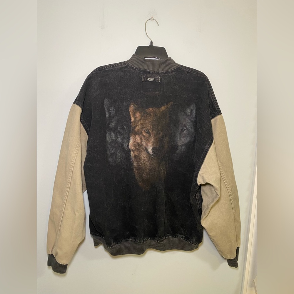 VTG 90s ID Wear Two Tone Denim Bomber Jacket Size L